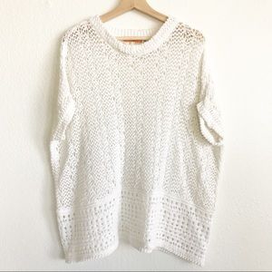 ONE A Open Knit White Poncho Sweater